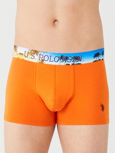Трусы мужские боксеры набор 3 шт. U.S. POLO ASSN 80434 Синий/оранжевый/серый меланж