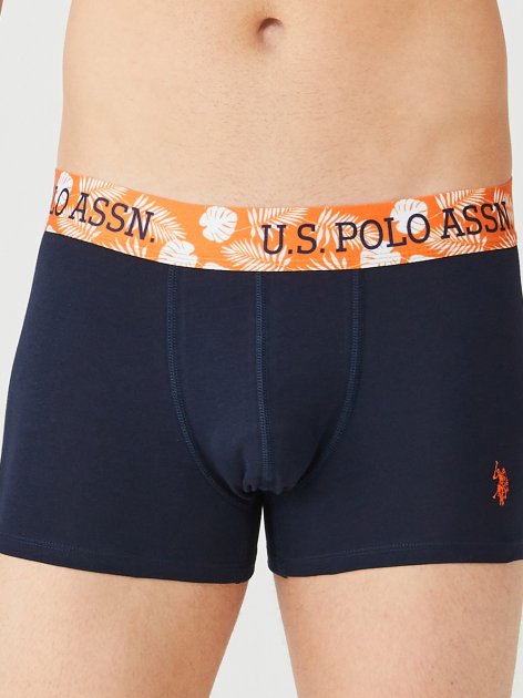 Трусы мужские боксеры набор 3 шт. U.S. POLO ASSN 80433 Оранжевый/Темно-синий/Оранжевый