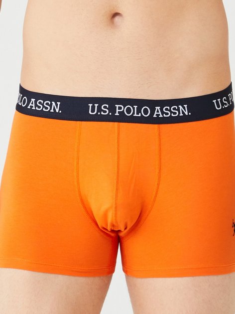 Трусы мужские боксеры набор 3 шт. U.S. POLO ASSN 80433 Оранжевый/Темно-синий/Оранжевый