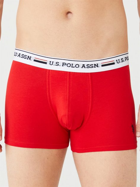 Трусы мужские боксеры набор 3 шт. U.S. POLO ASSN 80431 Темно-синие/Серый меланж/Красный