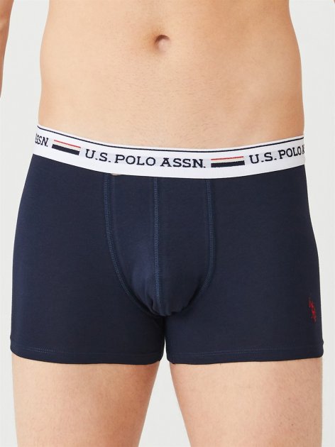 Трусы мужские боксеры набор 3 шт. U.S. POLO ASSN 80431 Темно-синие/Серый меланж/Красный