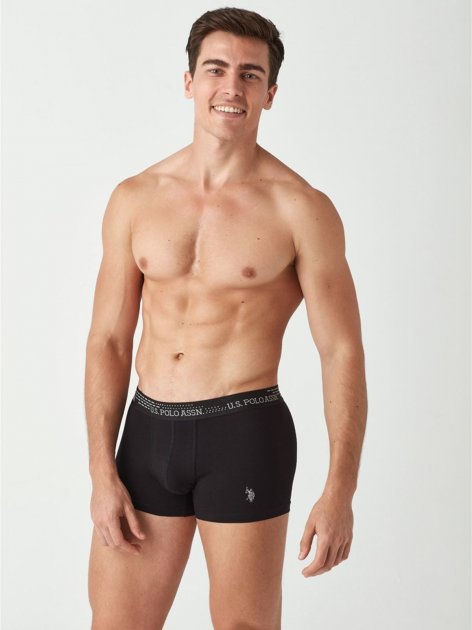 Трусы мужские боксеры набор 2 шт. U.S. POLO ASSN 80375 Серый меланж/Черный