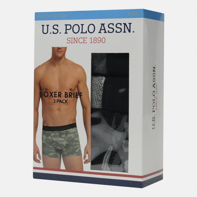 Трусы мужские мужские набор 3 шт. U.S. POLO ASSN 80300 Черный/Серый/Камуфляжный