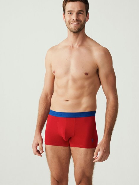 Трусы мужские боксеры набор 3 шт. U.S. POLO ASSN 80170 Красный/серый меланж/синий