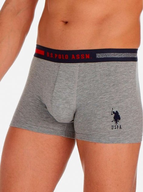 Трусы мужские боксеры набор 3 шт. U.S. POLO ASSN 80155 Темно-синий/Серий меланж/Белый