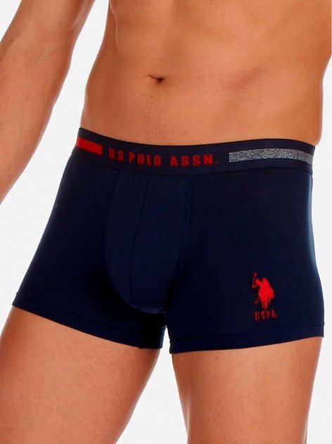 Трусы мужские боксеры набор 3 шт. U.S. POLO ASSN 80155 Темно-синий/Серий меланж/Белый