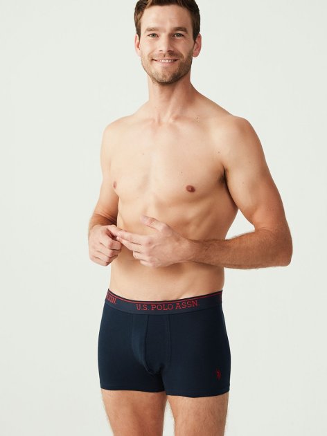 Трусы мужские боксеры набор 3 шт. U.S. POLO ASSN 80097 Черный/Серый меланж/Темно-синий
