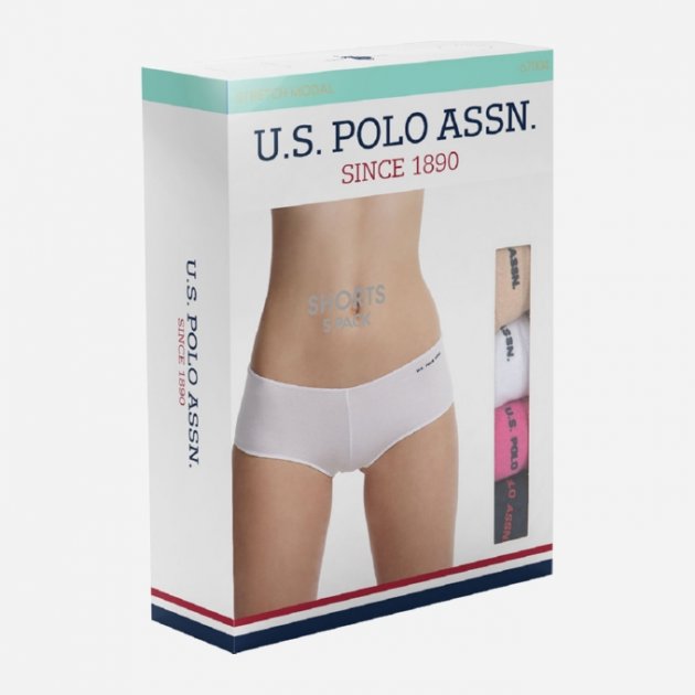 Трусы-шорты женские набор 5 шт. U.S. POLO ASSN 67004 Черный/Белый/Бежевый/Белый/Бежевый