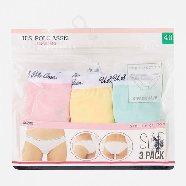 Трусы-слип женские набор 3 шт. U.S. POLO ASSN 66288 Коралловый/Неоновый-зеленый/Бирюза