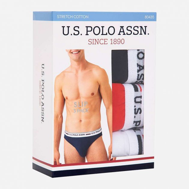 Труси сліпи чоловічі набір 3 шт. U.S. POLO ASSN 80435 Темно-синій/Білий/Червоний