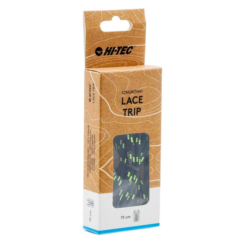 Шнурки HI-TEC LACE TRIP-BLACK/LIME Чорний, лаймовий