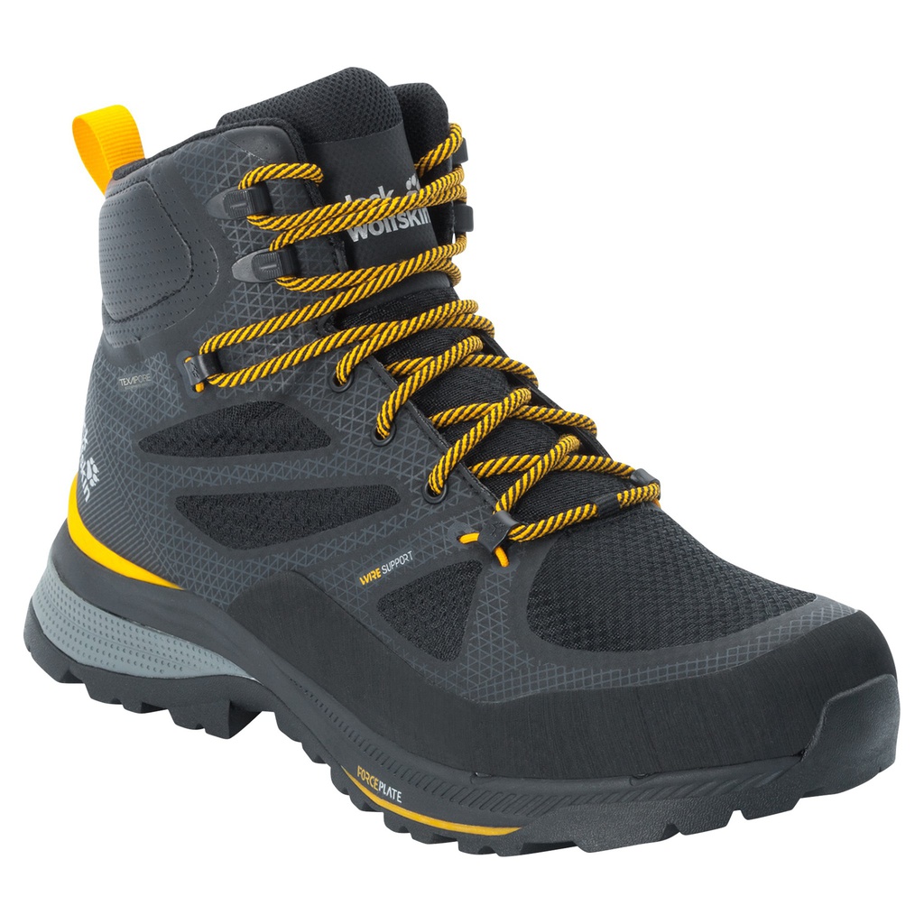 Черевики трекінгові Jack Wolfskin FORCE STRIKER TEXAPORE MID M 4038823_6055 Чорний, жовтий