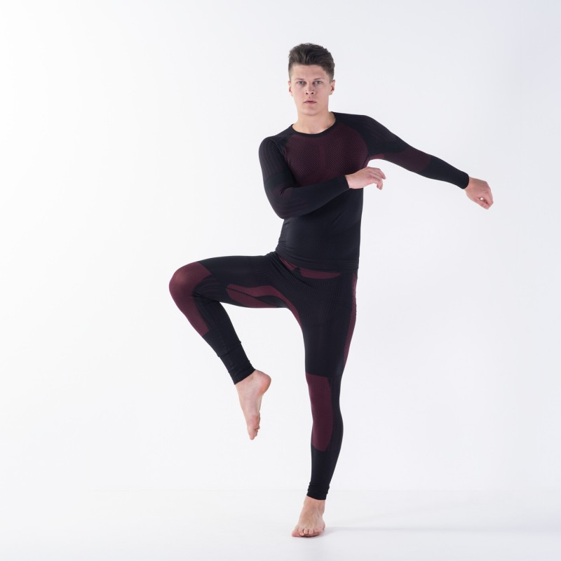 Кальсони HI-TEC HIGLO BOTTOM-BLACK/DARK RED Чорний, бордовий