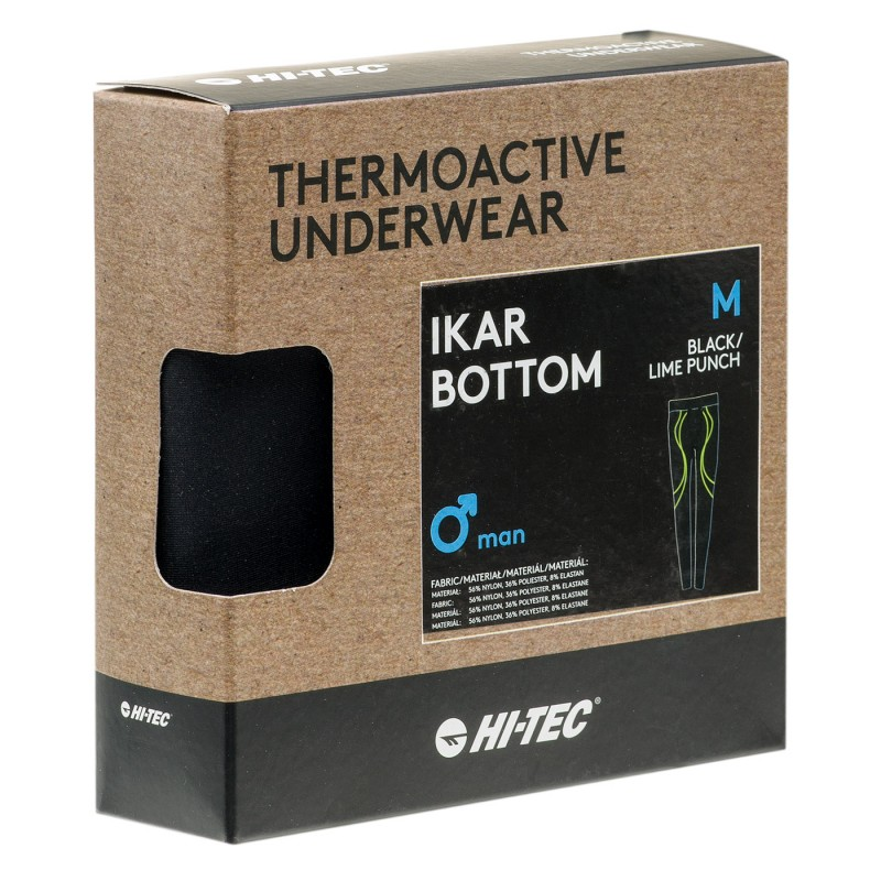 Кальсони HI-TEC IKAR BOTTOM-BLACK/LIME PUNCH Чорний, лаймовий