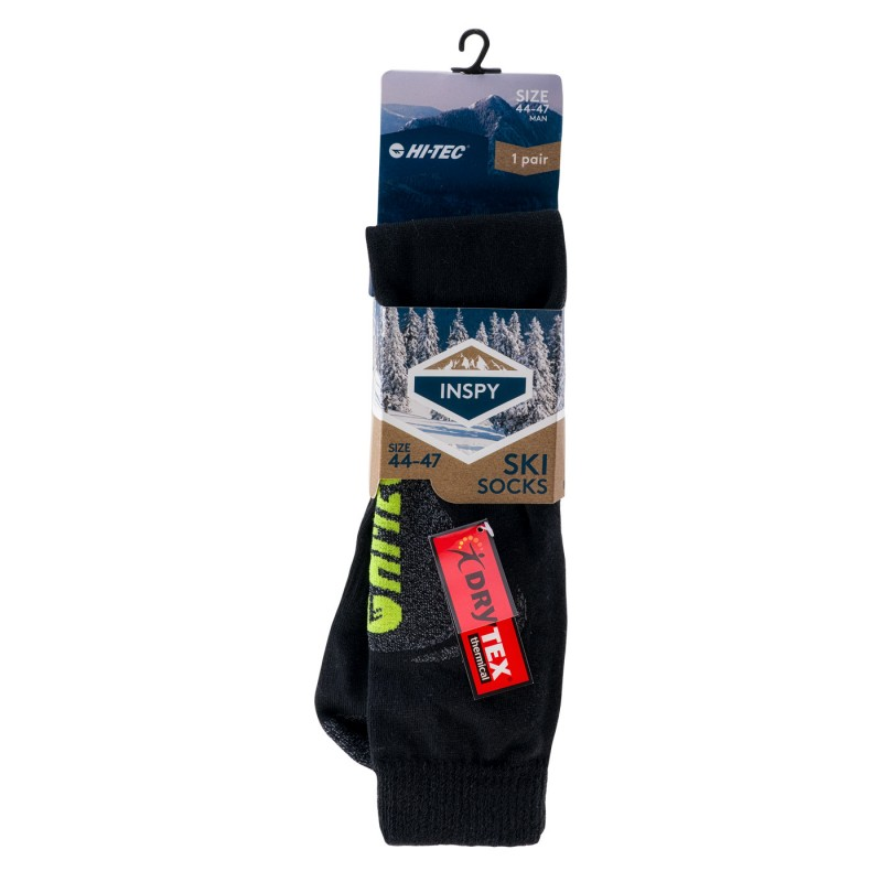 Шкарпетки гірськолижні HI-TEC INSPY-BLK/GR MELANGE/LIM PUNCH Чорний, сірий, жовтий