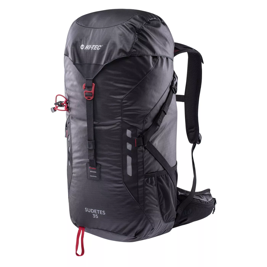 Рюкзак туристичний HI-TEC SUDETES 35-BLACK/SALSA Чорний, червоний