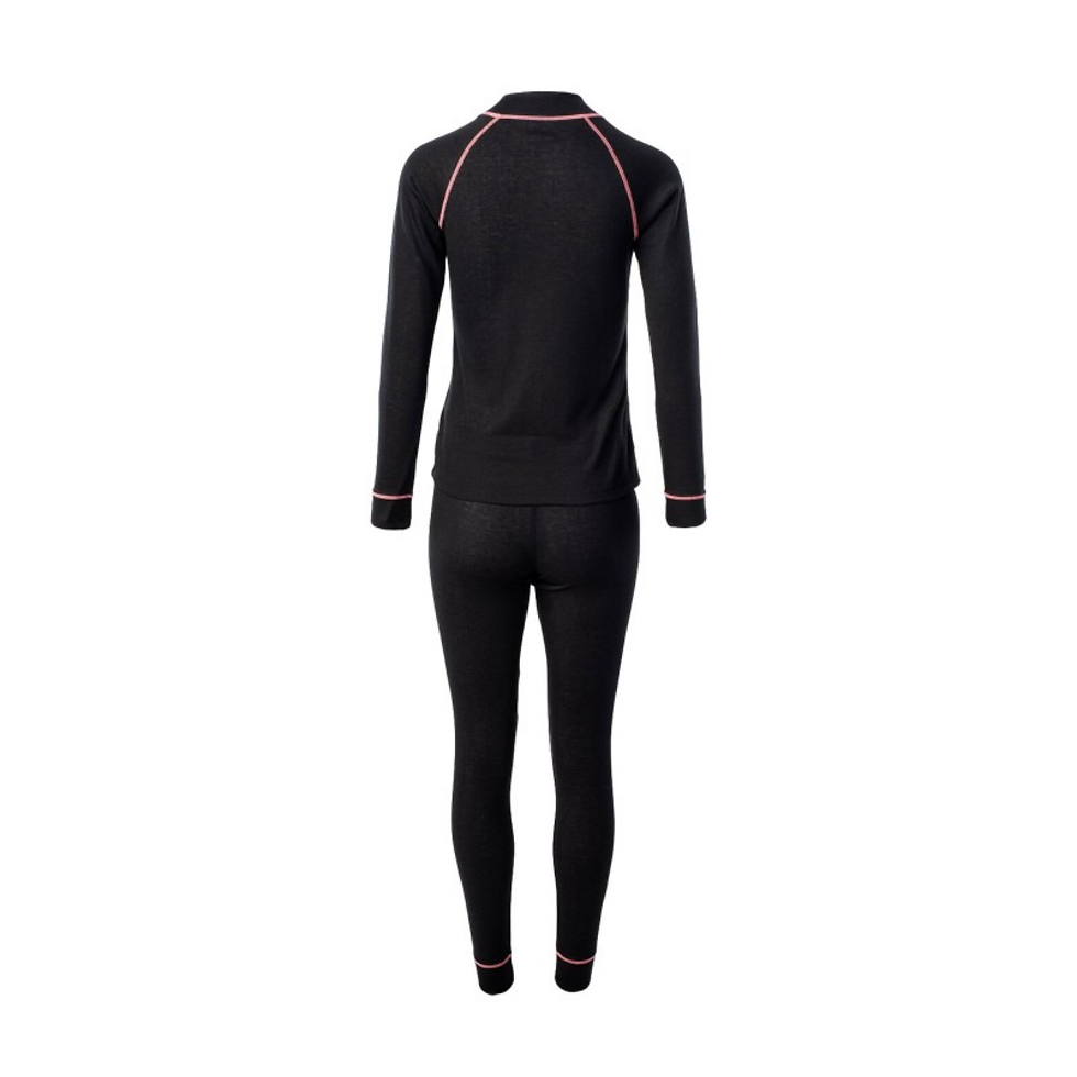 Жіночий комплект термобілизни MARTES ESSENTIALS LADY SIRION SET-BLK/DES FLOWE Чорний, рожевий