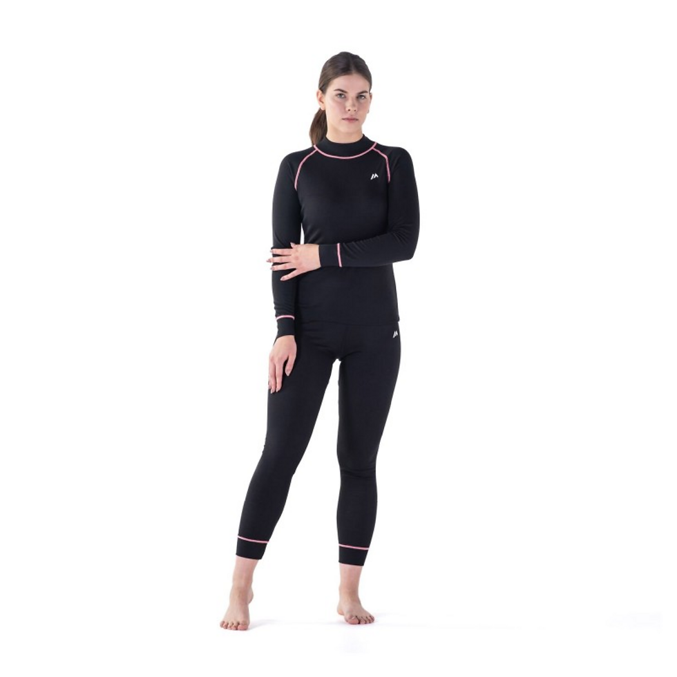 Жіночий комплект термобілизни MARTES ESSENTIALS LADY SIRION SET-BLK/DES FLOWE Чорний, рожевий