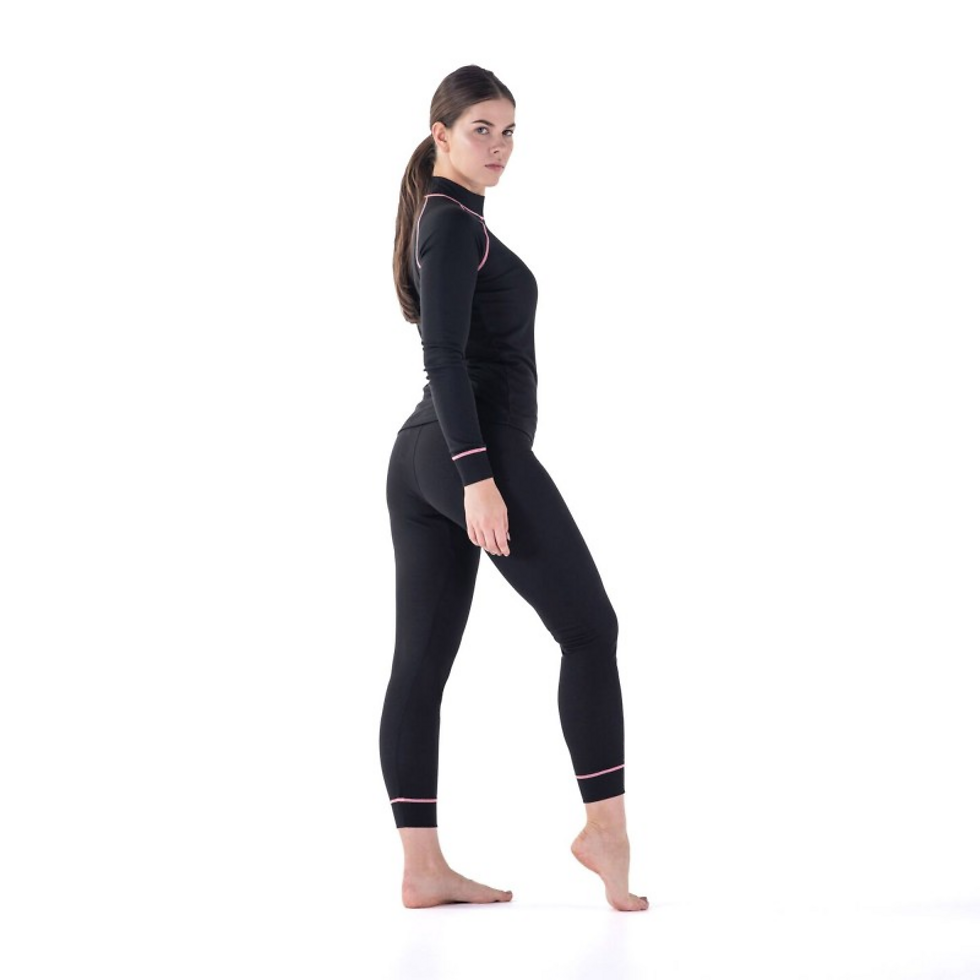 Жіночий комплект термобілизни MARTES ESSENTIALS LADY SIRION SET-BLK/DES FLOWE Чорний, рожевий