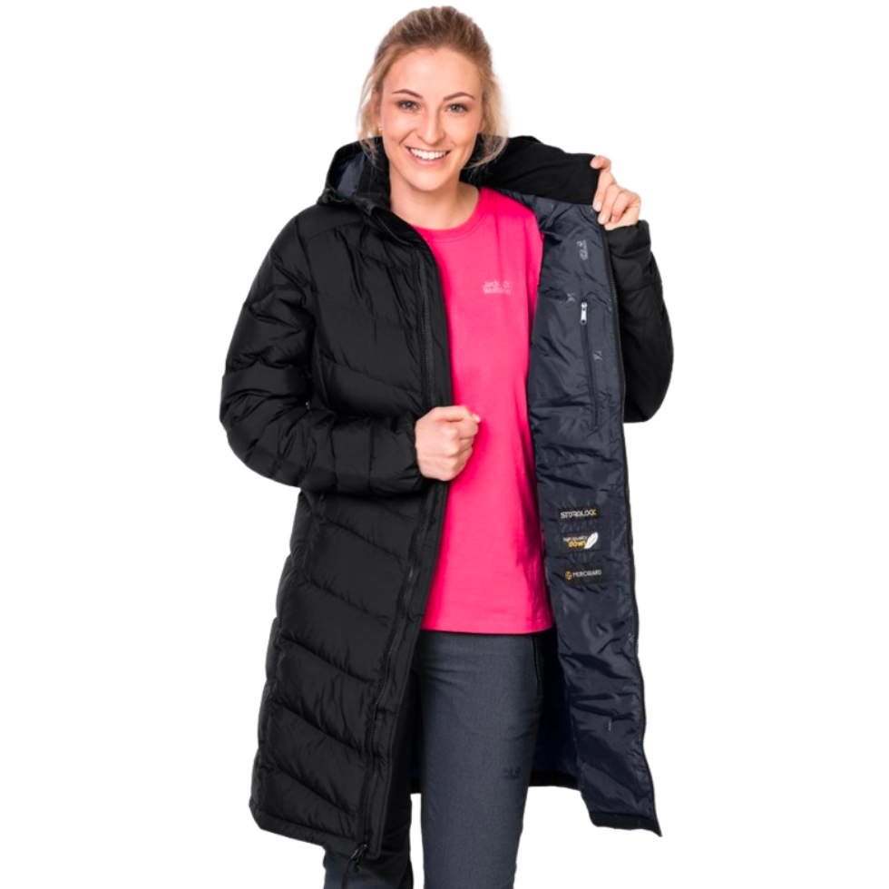 Напівпальто жіноче пухове Jack Wolfskin SELENIUM COAT 1202081_6000 Чорний