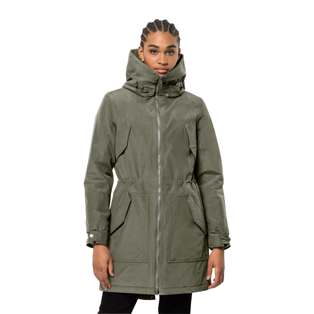 Напівпальто жіноче Jack Wolfskin ROCKY POINT PARKA 1109373_4550 Сіро-оливковий