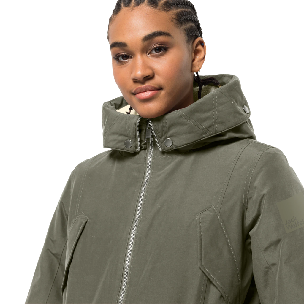 Напівпальто жіноче Jack Wolfskin ROCKY POINT PARKA 1109373_4550 Сіро-оливковий