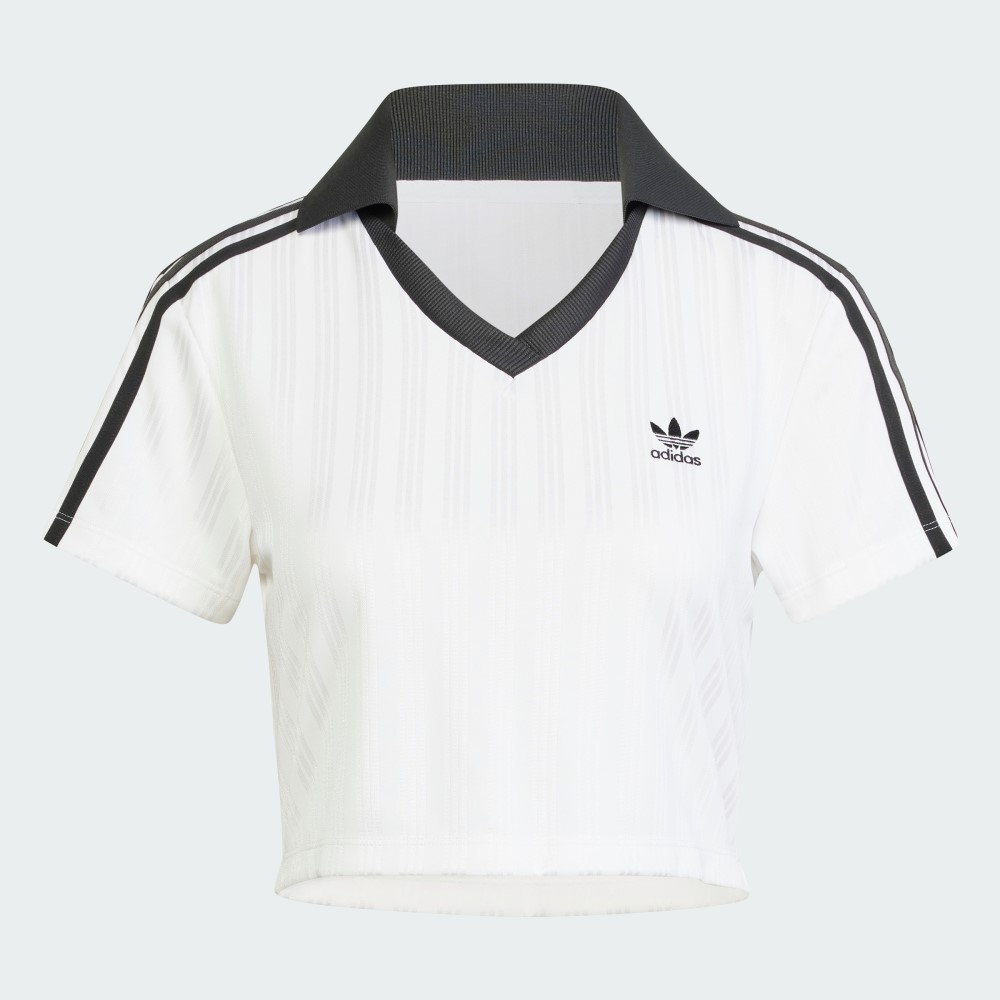 Жіноче укорочене поло Adidas Adicolor Football Jacquard V-Neck Originals JD2608