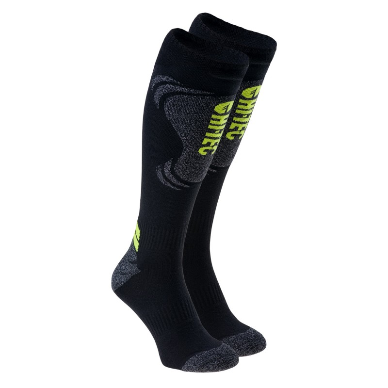 Чоловічі гірськолижні шкарпетки HI-TEC INSPY-BLK/GR MELANGE/LIM PUNCH