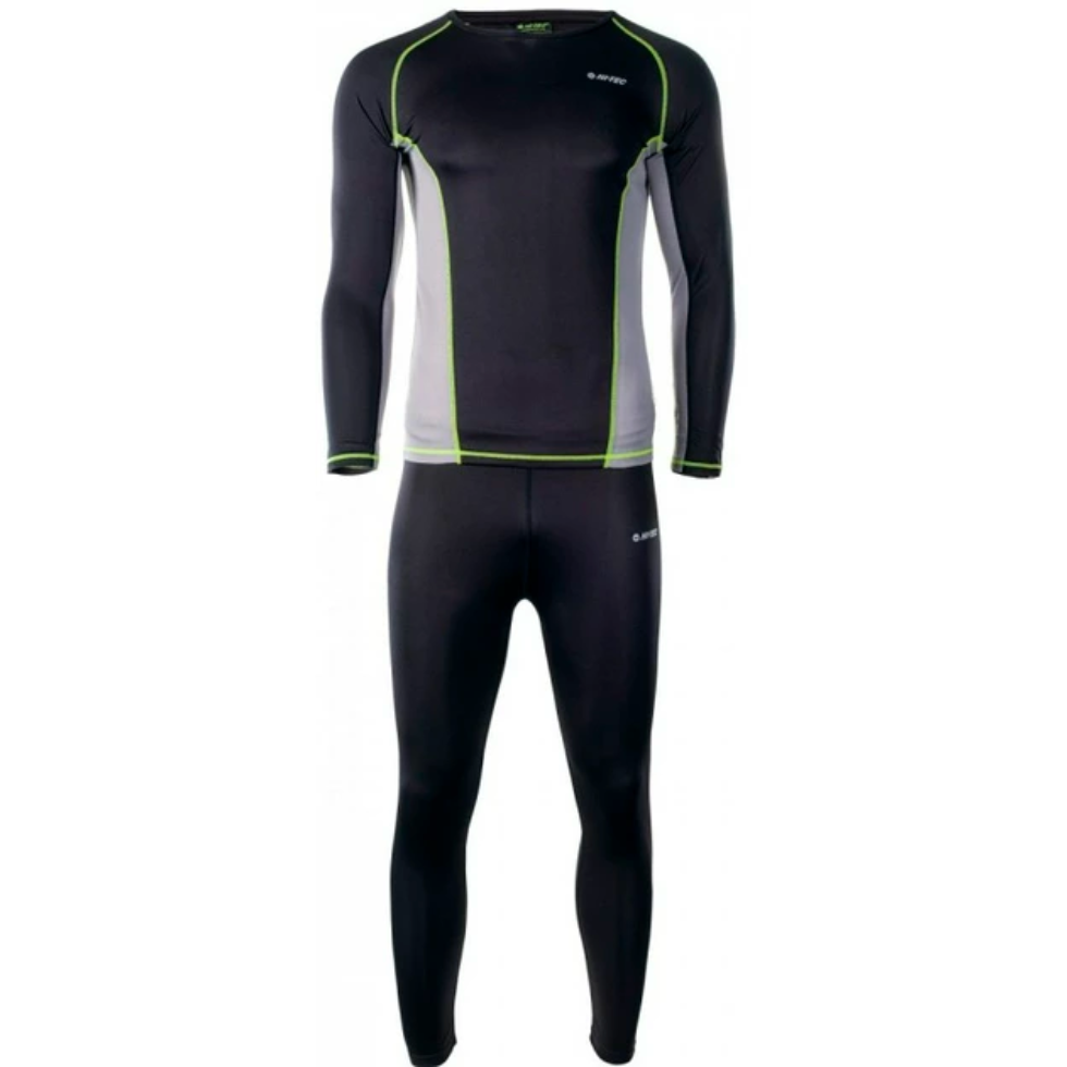 Мужской комплект термобелья HI-TEC KAMO SET-BLK/FRST GRA/LIM PNCH