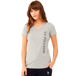 [16596 GREY MELANGE] Футболка женская с v вырезом U.S. POLO ASSN 16596