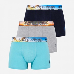 [80434 NAVY+MINT+GREY MLG.] Трусы мужские боксеры набор 3 шт. U.S. POLO ASSN 80434