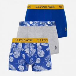 [80433 SAX PATTERN+GREY MLG.+SAX] Трусы мужские боксеры набор 3 шт. U.S. POLO ASSN 80433