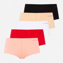 [67004 BLCK.-WHT.-SKIN-SALMON-RED ] Труси-шорти жіночі набір 5 шт. U.S. POLO ASSN 67004