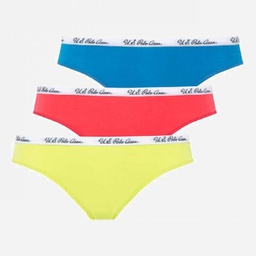 [66288 CORAL+NEON GREEN+TURQUOISE] Труси-сліп жіночі набір 3 шт. U.S. POLO ASSN 66288