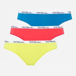 [66275 CORAL+NEON GREEN+TURQUOISE] Труси-бікіні жіночі набір 3 шт. U.S. POLO ASSN 66275