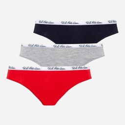 [66274 GREY MELANGE+NAVY+RED] Труси-бікіні жіночі набір 3 шт. U.S. POLO ASSN 66274