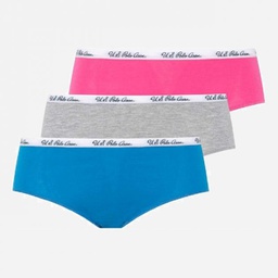 [66273 FUCHSIA+GREY MELANGE+BLUE] Труси-хіпстери жіночі набір 3 шт. U.S. POLO ASSN 66273